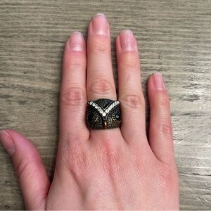Owl Design Ring with Crystal Accents